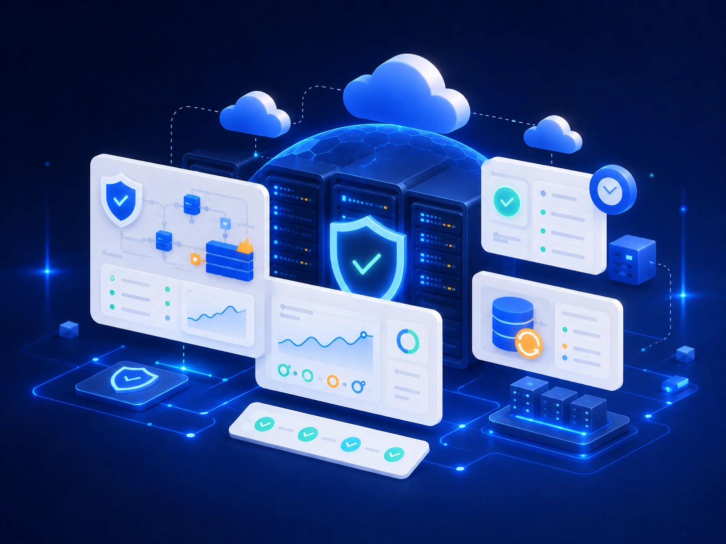 Cloud Firewalls 18 Ilustración premium de seguridad, firewall, copias, monitorización y alta disponibilidad